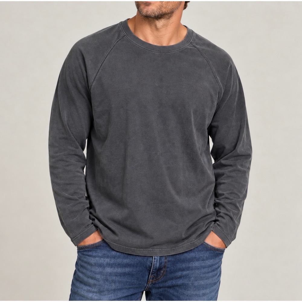 Claiborne Sweater Mens XL Gray GOOD Modal Blend Long Sleeve Raglan Crewneck Knit
